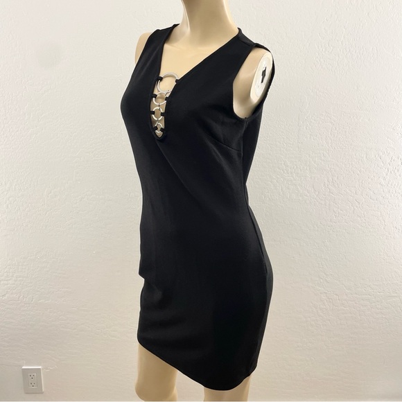 Hausof Pixie- black body con mini with silver ring chain- vintage 60s vibe- L - Picture 7 of 14